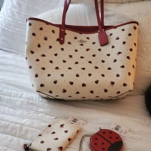 Coach Ladybug Tote, Wristlet and Coin Purse